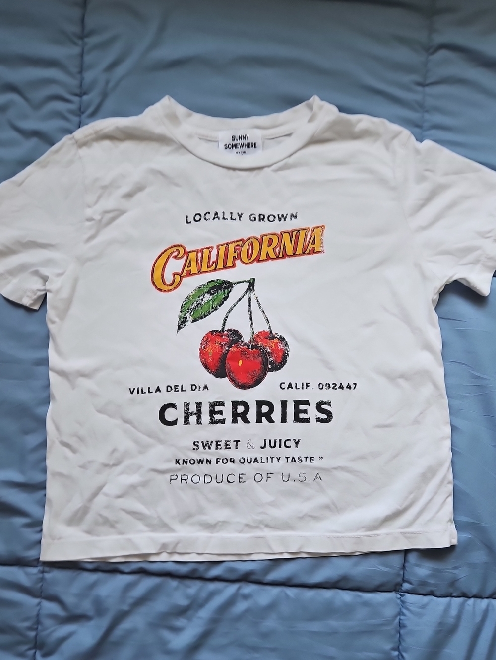 Sunday Somewhere White 'California Cherries' Short-Sleeve Graphic Tee